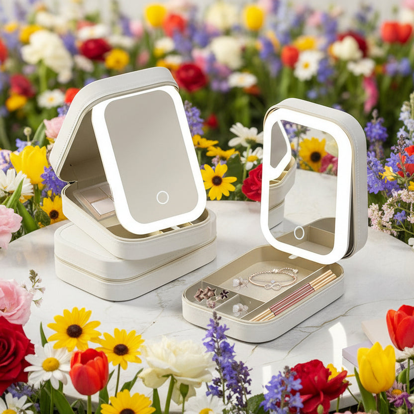 Makeup Storage Box With LED Light & Mirror